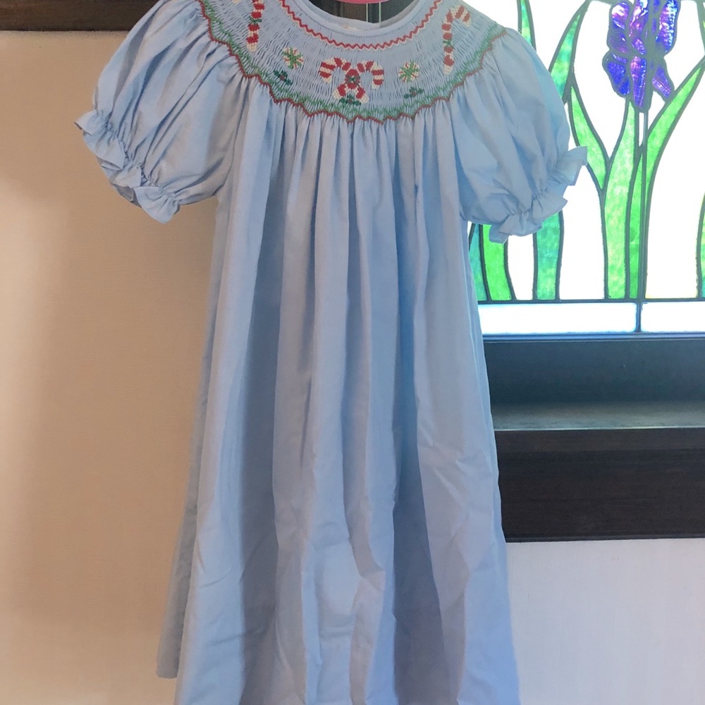 Bishop smocked dress with candy canes